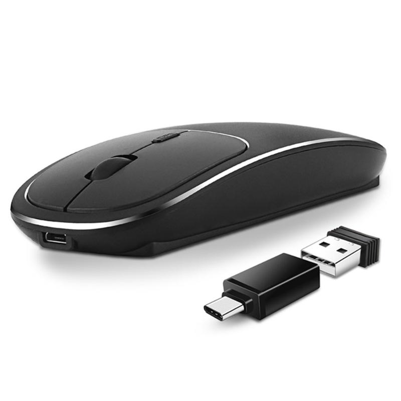 Mouse wireless grigio con batteria ricaricabile incorporata