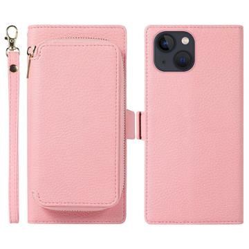 Custodia a Portafoglio Magnetica 2-in-1 per iPhone 14 Plus con Cerniera - Rosa