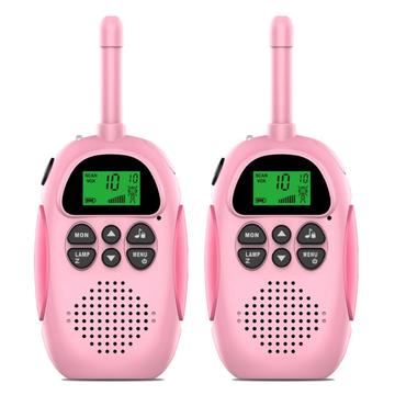 2Pz DJ100 Bambini Walkie Talkie Giocattoli Bambini Interphone Mini ricetrasmettitore portatile 3KM gamma UHF con cordino - Rosa+Rosa