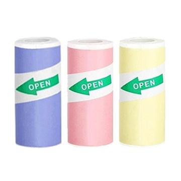 3 rotoli di carta termica autoadesiva per stampanti - 57x25mm - Blu / Rosa / Giallo