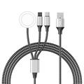 Cavo di ricarica intrecciato 3 in 1 - Type-C, Lightning, Apple Watch - 1.2m