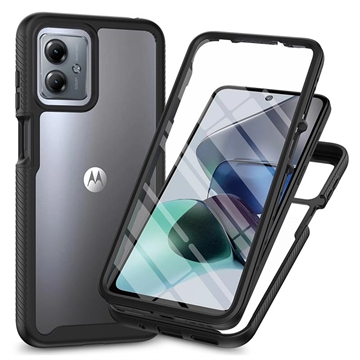 Custodia per Motorola Moto G54 serie 360 Protection - Nera / Trasparente