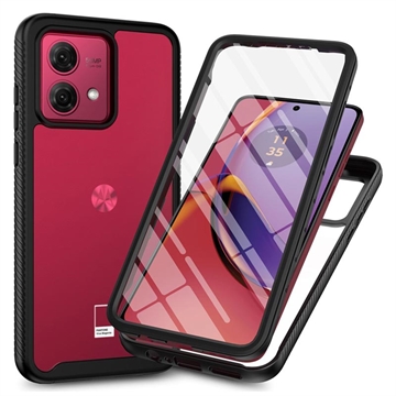 Custodia per Motorola Moto G84 serie 360 Protection - nera / trasparente