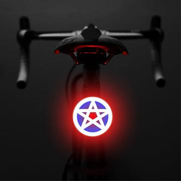 3664 Creative Bicycle Tail Light IPX2 impermeabile piccola bicicletta luce LED supporto di ricarica USB per il ciclismo all\'aperto - Stella a cinque punte