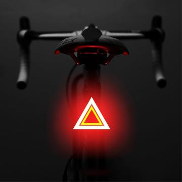 3664 Creative Bicycle Tail Light IPX2 impermeabile piccola bicicletta luce LED supporto di ricarica USB per il ciclismo all\'aperto - Triangolo di avvertimento