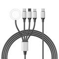 Cavo di ricarica intrecciato 4 in 1 - Type-C, Lightning, Micro USB, Apple Watch - 1.2m