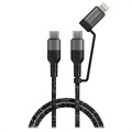 Rexus 2-in-1 USB 2.0 / USB-C and MicroUSB OTG Cable Adapter - Black