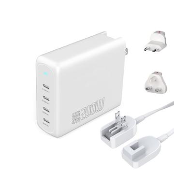 4smarts GaN Flex Pro 200W Caricabatterie da tavolo/parete - 4x USB - Bianco