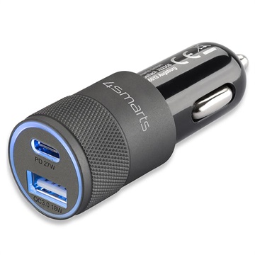 Caricabatterie Veloce da Auto Doppio USB 4smart Rapid QC3.0 - 6A - Grigio