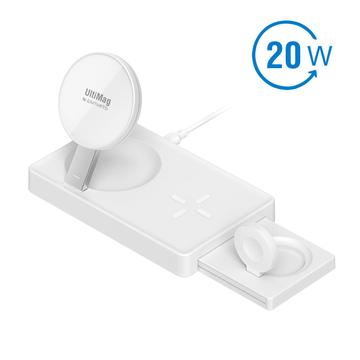 4smarts UltiMag Trident Caricabatterie wireless 3-in-1 - 20W - Bianco