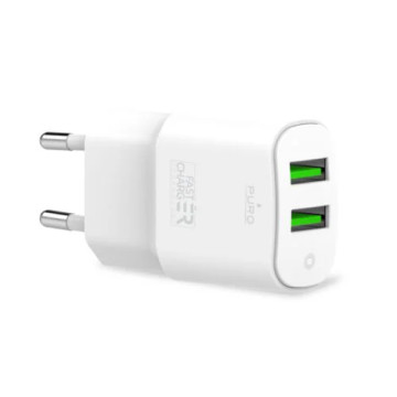 Caricabatterie da parete Puro Mini Dual USB - 12W - Bianco