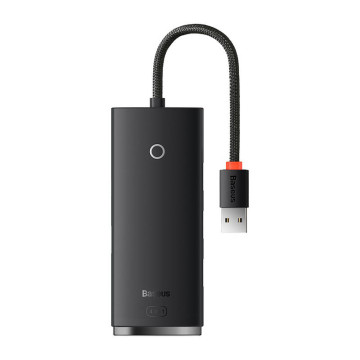 Baseus Lite Series Hub 4in1 WKQX030001 da USB a 4x USB 3.0, 25 cm - Nero