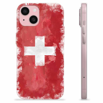 Custodia in TPU iPhone 15 - Bandiera Svizzera