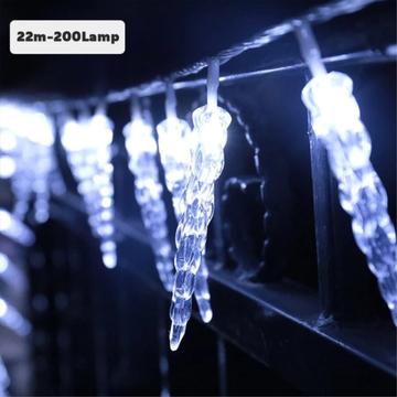 8 modalità di illuminazione solare a LED a forma di ghiacciolo - 22m - bianco freddo