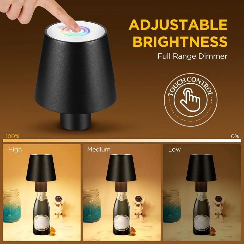 Touch Control Wine Bottle Light 3 Changing Color LED Lamp Lampada da tavolo  portatile per bar, feste