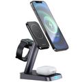 ACEFAST E3 3-in-1 Magnetic Wireless Charging Station Dock Stand Phone Earphone Watch Charger Bracket per iPhone 12/13/14/15/16 (Confezione aperta - Condizione soddisfacente)