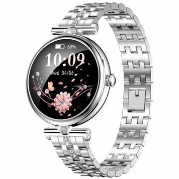 Orologio intelligente da donna AK73 con cinturino in acciaio inossidabile con strass