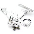 Regolabile CNC in lega di alluminio moto targa Holder Bike Light staffa telescopica con luce LED - argento