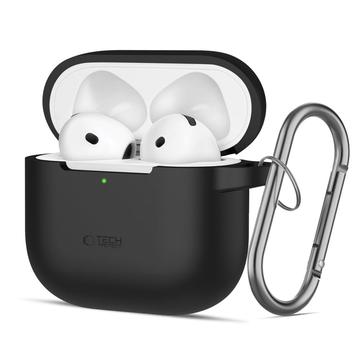 Custodia AirPods 4 Tech-Protect con gancio in silicone - Nera