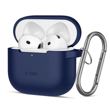 Custodia AirPods 4 Tech-Protect con gancio in silicone - Blu Marino