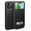 Custodia a Flip in Pelle Dual View per iPhone 14 Plus - Nera