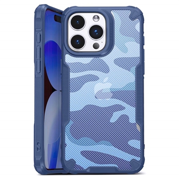 Custodia Ibrida Anti-Shock per iPhone 15 Pro - Camouflage - Blu