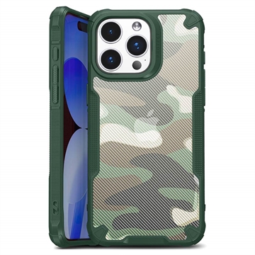 Custodia Ibrida Anti-Shock per iPhone 15 Pro - Camouflage - Verde