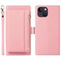 Custodia a Portafoglio Magnetica 2-in-1 per iPhone 14 con Cerniera - Rosa