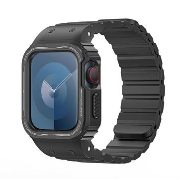 Dux Ducis OA Cinturino monopezzo con custodia per Apple Watch Series 9/8/SE (2022)/7/SE/6/5/4/3/2/1 - 45mm/44mm/42mm - Nero