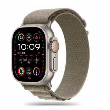 Apple Watch Series Ultra 2/Ultra/9/8/SE (2022)/7/SE/6/5/4/3/2/1 Cinturino Tech-Protect Nylon Pro - 49mm/45mm/44mm/42mm - Titanio / oliva