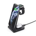 B-12 Caricatore da tavolo universale 3-in-1 15W Wireless Charging Stand pieghevole per telefono cellulare / auricolari / Smart Watch - Nero