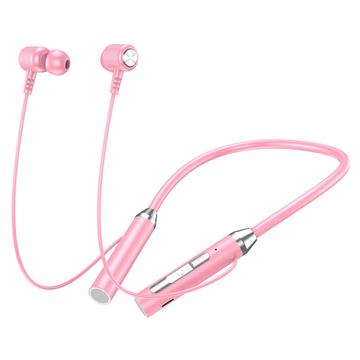 Cuffie Bluetooth sportive B3 9D Surround Stereo con archetto da collo in silicone - Rosa