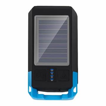 BG-1706 Luci per bicicletta ricaricabili USB+Solar Impermeabili 6 modalità di illuminazione Faro doppio per bicicletta con allarme clacson - Blu