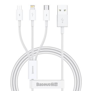 Cavo di ricarica rapida Baseus serie Superior 3-in-1 - 1m, 3.5A - Bianco