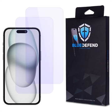 Protezione dello schermo in vetro temperato BlueDefend Anti-Blue Light per iPhone 15 - 2 pz.