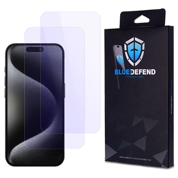 Protezione dello schermo in vetro temperato BlueDefend Anti-Blue Light per iPhone 15 Pro - 2 pz.