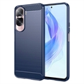 Custodia in TPU Spazzolato per Honor 90 Lite/X50i - Fibra di Carbonio - Blu