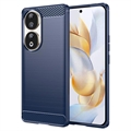 Custodia in TPU spazzolato per Honor 90 - Fibra di carbonio - Blu