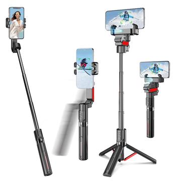 Bastone selfie C10 con stabilizzatore gimbal e tracciamento del volto AI - Nero / Rosso