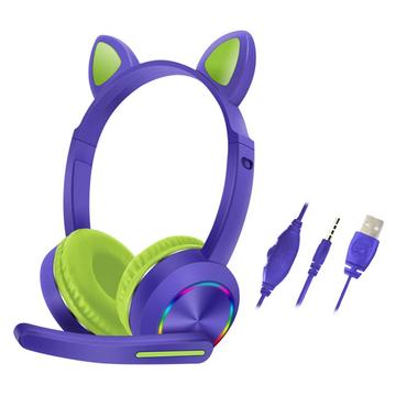 Cat Ears AKZ-020 Cuffie cablate over-ear per bambini / Cuffie da gioco con microfono - viola