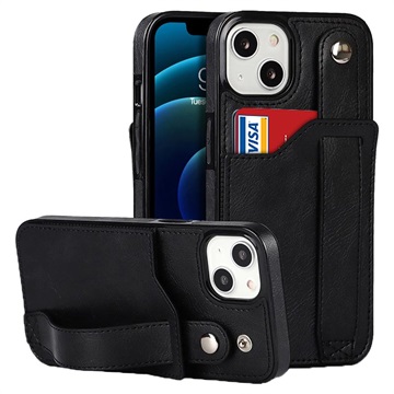 Pierre Cardin Leather Coated iPhone XR TPU Case with Kickstand - Black