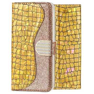 Custodia a Portafoglio Croco Bling per iPhone XS Max - Oro