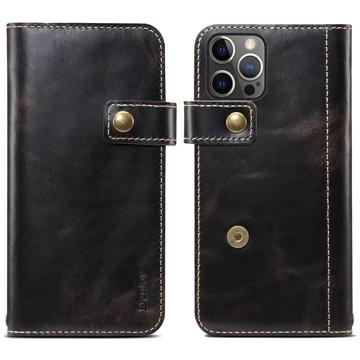 Custodia in Pelle Portafoglio Denior Vintage Series per iPhone 14 Pro - Nera