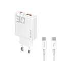 Dudao A30EUT Caricatore da parete GaN da 30W con cavo USB-C - Bianco