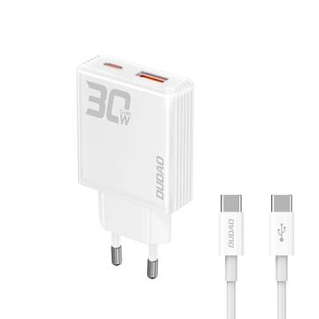 Dudao A30EUT Caricatore da parete GaN da 30W con cavo USB-C - Bianco