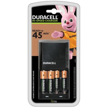 Caricabatterie Duracell CEF27 Hi-Speed con 2 batterie AAA e 2 batterie AA