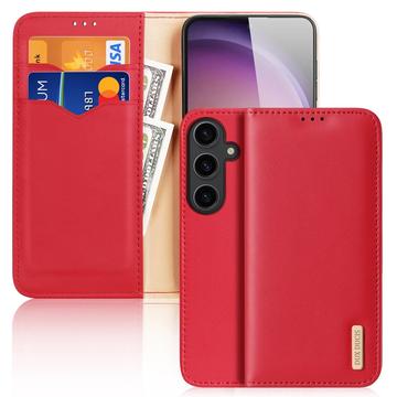 Custodia in Pelle a Portafoglio Dux Ducis Hivo per Samsung Galaxy S24 - Rossa