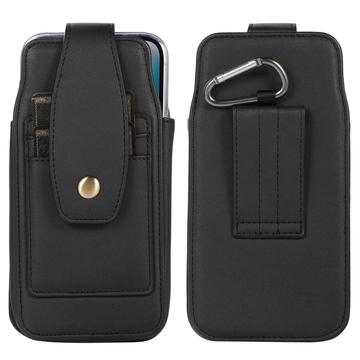 Elegante custodia universale con clip da cintura da 6.7" - slot per carte, moschettone - nero