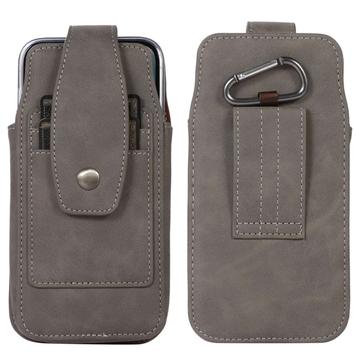 Elegante custodia universale con clip da cintura da 6.7" - Scomparti per carte, moschettone - Grigio