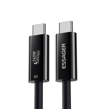 Essager Thunderbolt 4.0 Cavo USB-C da 1m - Ricarica rapida da 240W, video 8K 60Hz - Nero